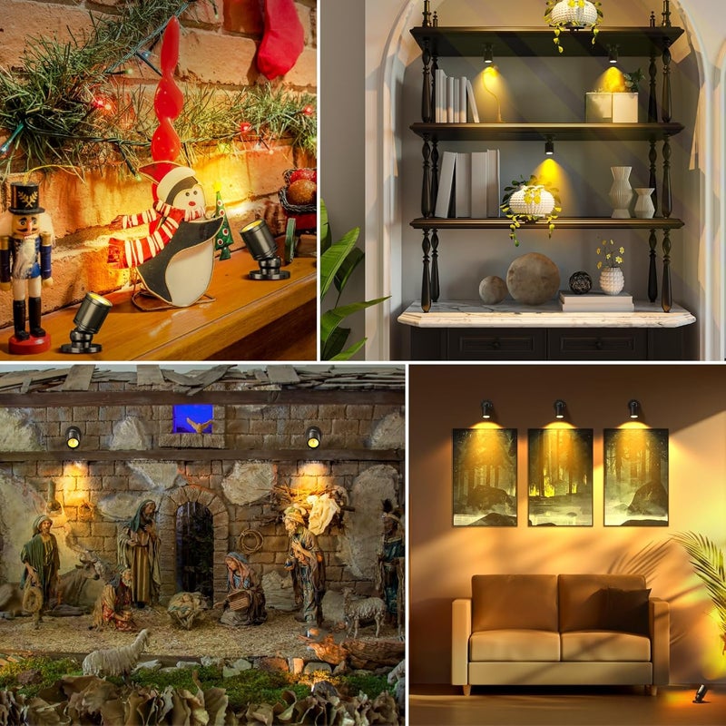 TobeBright Mini LED Spotlight Display Lights Plug in Indoor Small Spot Lights for Art Model Showcase, Wired Accent Uplights for Plant Picture (Warm White-2 Light 1 Plug) - Image 2